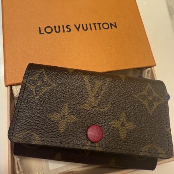 Louis Vuitton Brown Monogram Wallet With Burgundy Button